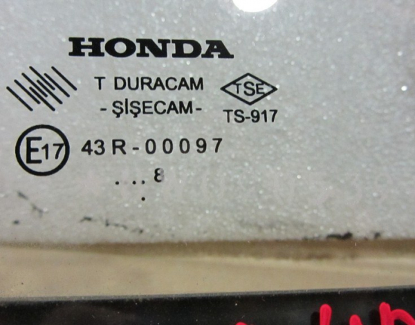 Стекло задней правой двери для Honda Civic 4D с 2007 г (73405SND000) купить с разбора в Челябинске